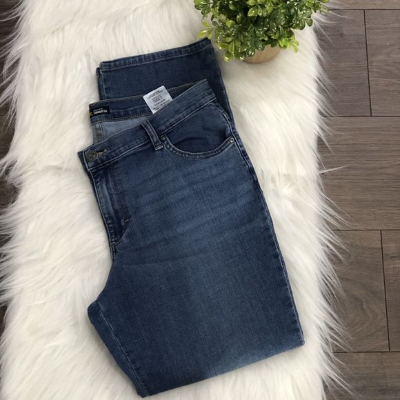 Lee womens relaxed fit straight jeans size 12 SHORT stretch BLUE wash - Picture 5 of 14